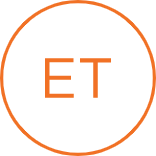 Icon with the letters ET inside linking to the About ET page