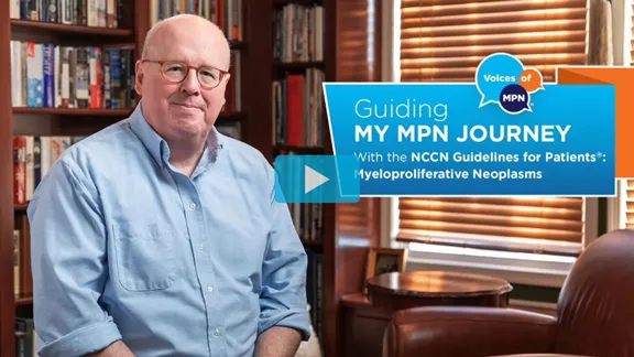 Embedded YouTube video of male patient discussing his MPN journey